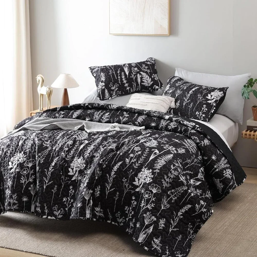 New Quilts Queen Size Bed Spread Botanical 3 Pieces Quilts Queen Size Sets